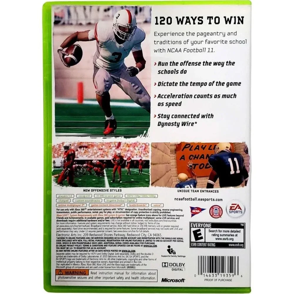 NCAA Football 11 (Microsoft Xbox 360, 2010) Complete W/ Manual Tim Tebow -Tested